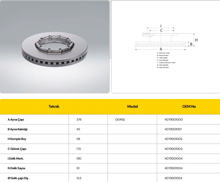 FREN DİSKİ SF DORSE GÖBEKSİZ 376
